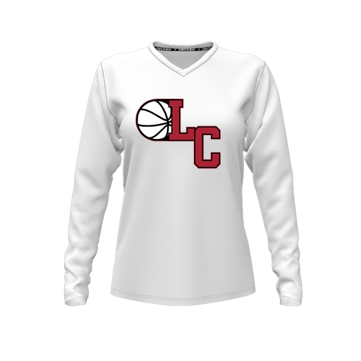 [FTLVPTWH-FYXS-LOGO1] Decker Performance T-Shirt (Female Youth XS, White, V Neck, Logo 1, Long Sleeve)