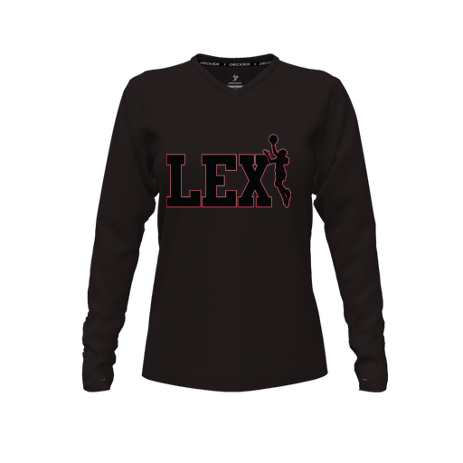 [FTLVPTBK-FYXS-LOGO3] Decker Performance T-Shirt (Female Youth XS, Black, V Neck, Logo 3, Long Sleeve)
