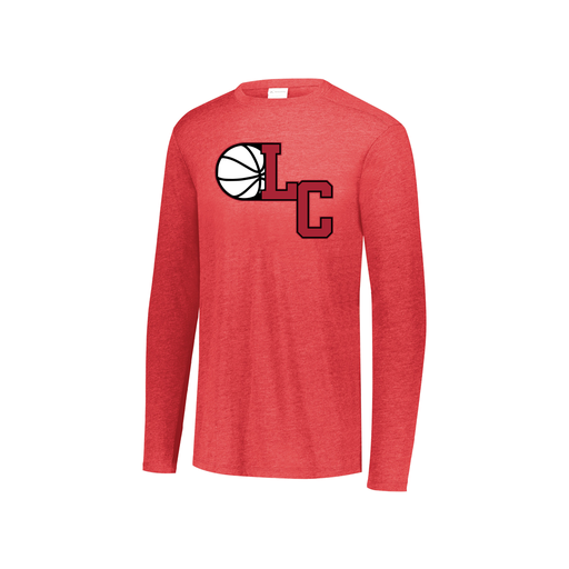 [FTLCUBRD-YS-LOGO1] Decker Youth Tri-Blend T-Shirt - Long Sleeve (Youth S, Red, Logo 1)